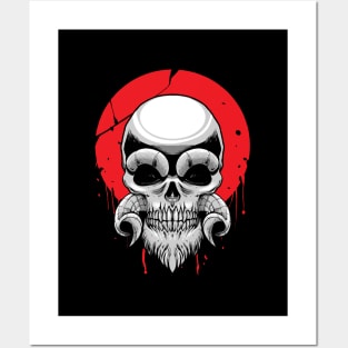 Demon Skull Bloody Moon Posters and Art